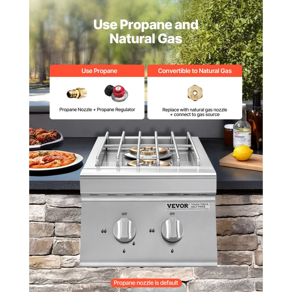 GSB2 - 15,000 BTU Double Side Burner for Propane/Natural Gas Grilling
