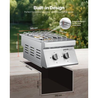 GSB2 - 15,000 BTU Double Side Burner for Propane/Natural Gas Grilling
