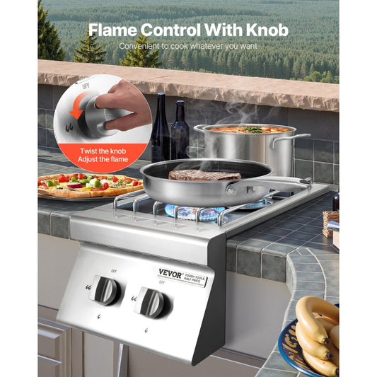GSB2 - 15,000 BTU Double Side Burner for Propane/Natural Gas Grilling