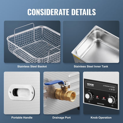 KZ-S15 - 15L Stainless Steel Ultrasonic Cleaner with Timer & Heater
