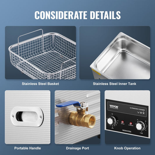 KZ-S15 - 15L Stainless Steel Ultrasonic Cleaner with Timer & Heater