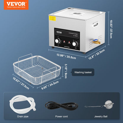 KZ-S15 - 15L Stainless Steel Ultrasonic Cleaner with Timer & Heater