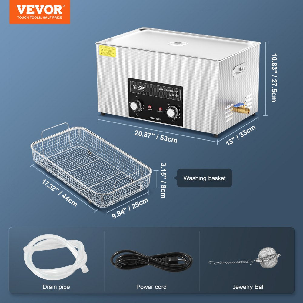 KZ-S22 - 22L Stainless Steel Ultrasonic Cleaner with Timer & Heater