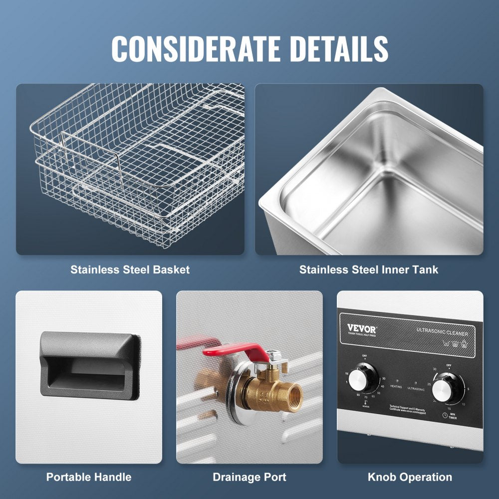 TH-100AXN - 30L VEVOR Ultrasonic Cleaner with Timer and Heater