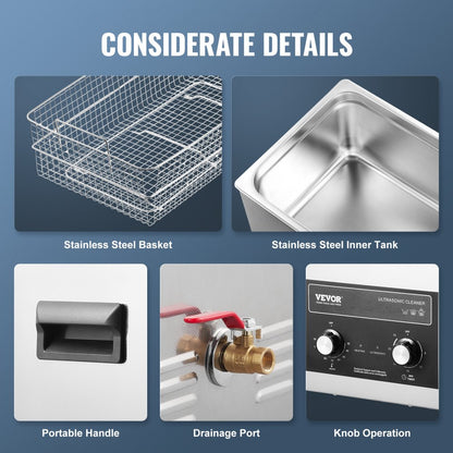 TH-100AXN - 30L VEVOR Ultrasonic Cleaner with Timer and Heater