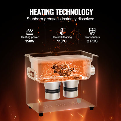 KZ-S3 - VEVOR 3L Ultrasonic Cleaner with Heater and Adjustable Timer