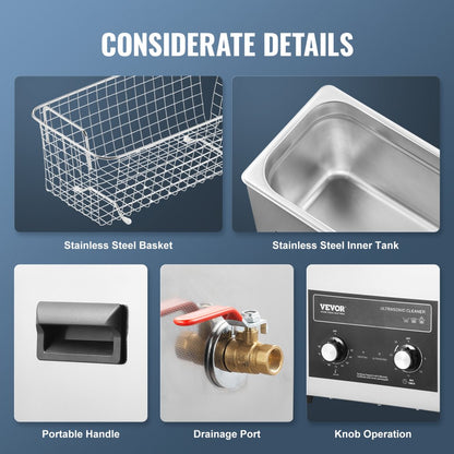 TH-30AXN - 6L 304 Stainless Steel Ultrasonic Cleaner with Timer and Heater