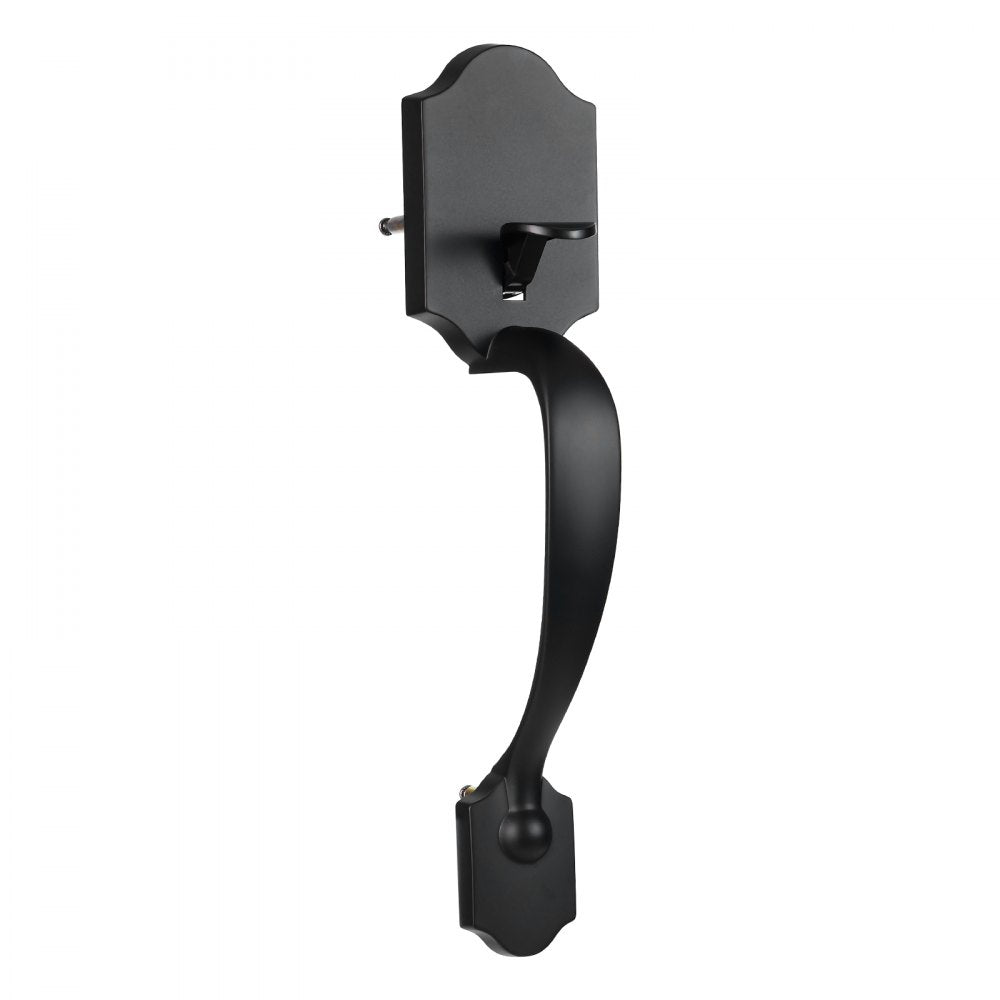 20185-10B - Matte Black Door Handle & Deadbolt Set, Adjustable Spacing 7-11/16" to 8-13/16"