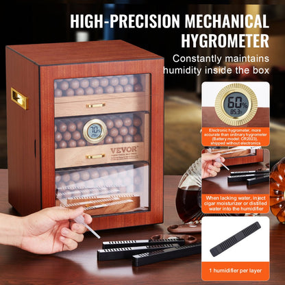 HCAG150D - Premium Cedar Cigar Humidor Cabinet with Electronic Hygrometer