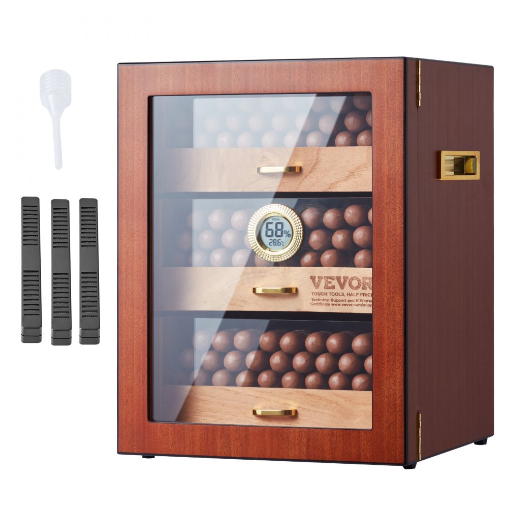 HCAG150D - Premium Cedar Cigar Humidor Cabinet with Electronic Hygrometer
