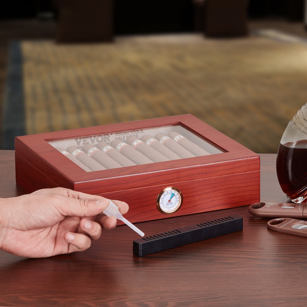 HCAF20J - Elegant Cedar Cigar Humidor with Hygrometer, 209x155x35mm