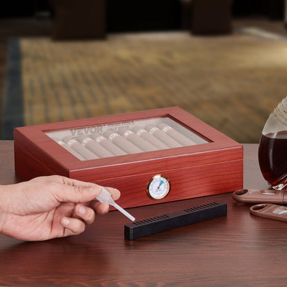 HCAF20J - Elegant Cedar Cigar Humidor with Hygrometer, 209x155x35mm