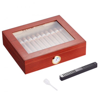 HCAF20J - Elegant Cedar Cigar Humidor with Hygrometer, 209x155x35mm