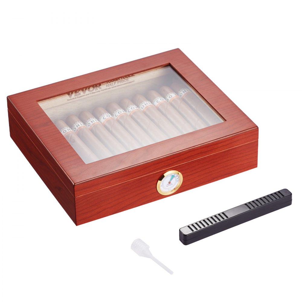 HCAF20J - Elegant Cedar Cigar Humidor with Hygrometer, 209x155x35mm