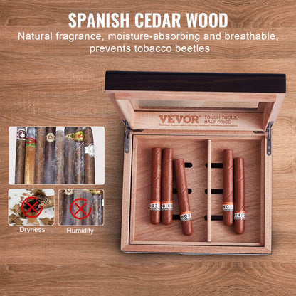HCAC50D - Premium Cedar Cigar Humidor with Glass Top & Adjustable Shelves