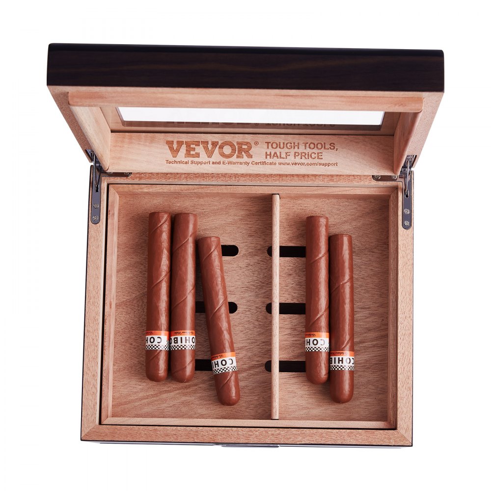 HCAC50D - Premium Cedar Cigar Humidor with Glass Top & Adjustable Shelves