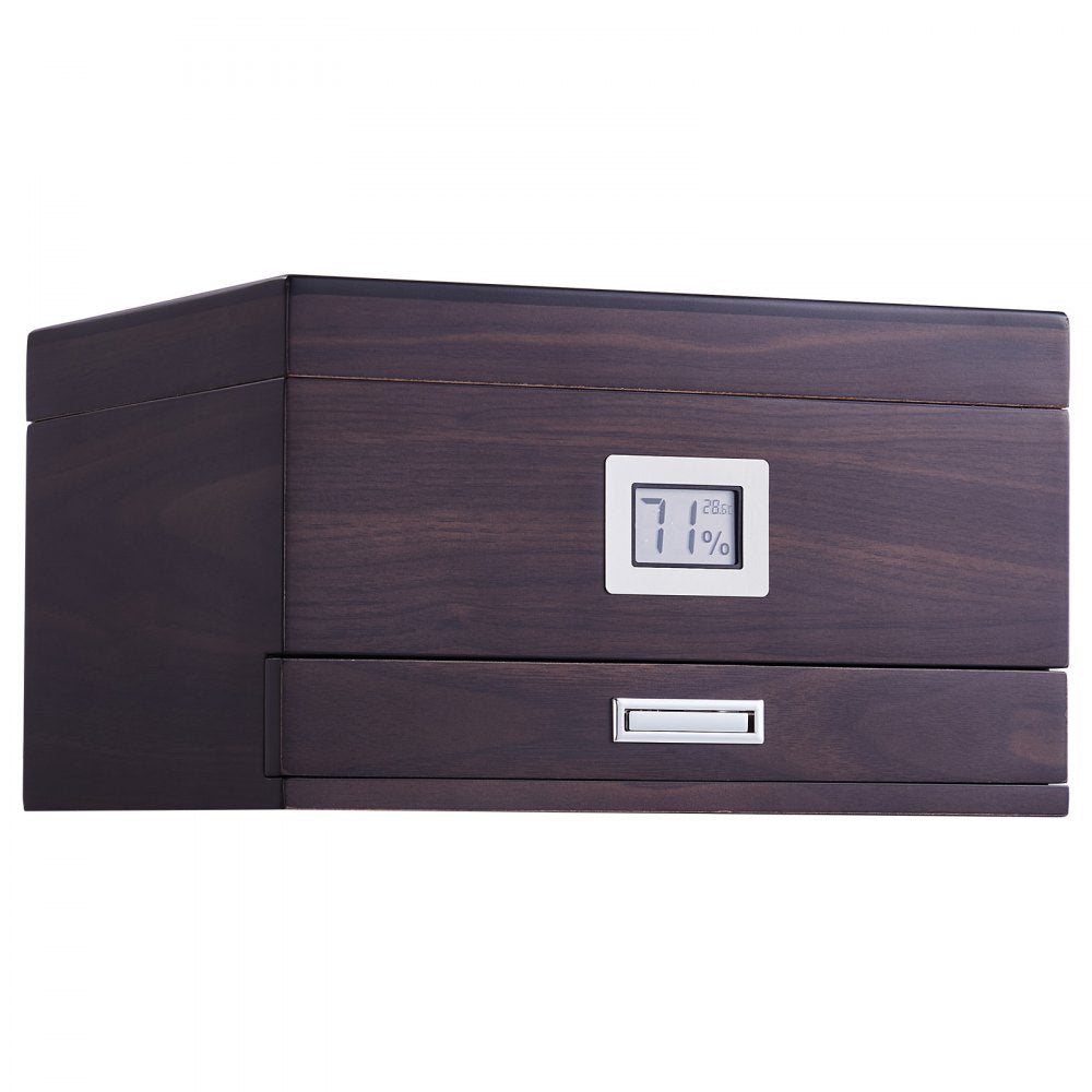 HCAC50D - Premium Cedar Cigar Humidor with Glass Top & Adjustable Shelves