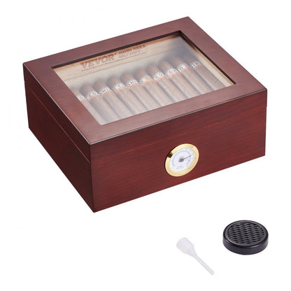 HCAF50J - 50 Cigar Glass-Top Humidor with Cedar Interior, 235x196x77mm