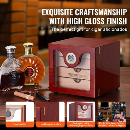HCAG100D - 100 Capacity Cedar Cigar Humidor with Precision Humidity Control