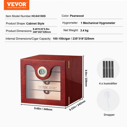 HCAG100D - 100 Capacity Cedar Cigar Humidor with Precision Humidity Control