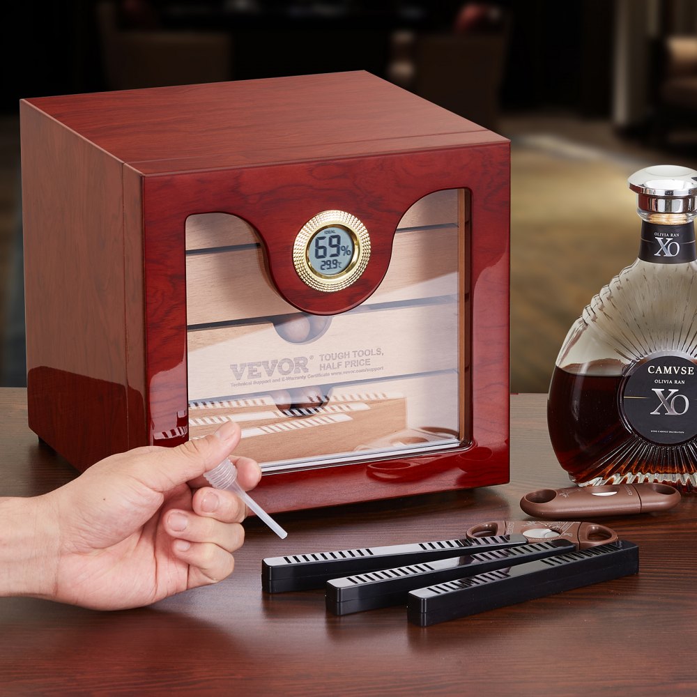 HCAG100D - 100 Capacity Cedar Cigar Humidor with Precision Humidity Control