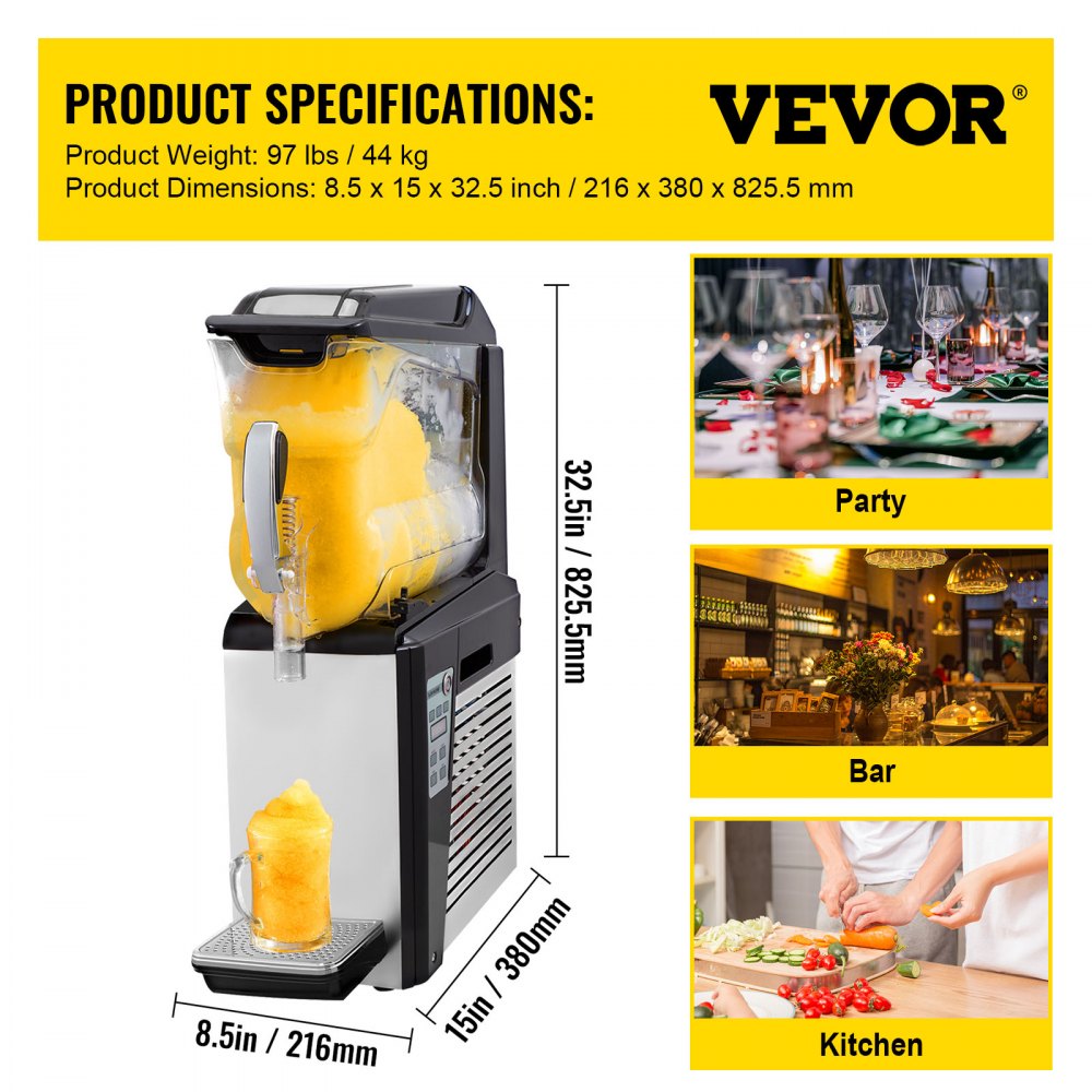 010722118293 - 10L VEVOR Slushy Machine for Fresh Juices and Frozen Drinks