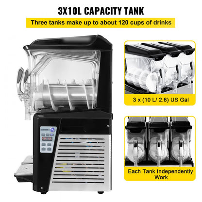 010767859568 - 30L Triple Bowl Frozen Drink Maker with 1250W Compressor