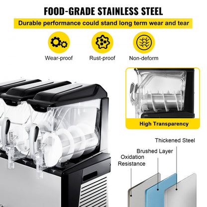 010767859568 - 30L Triple Bowl Frozen Drink Maker with 1250W Compressor