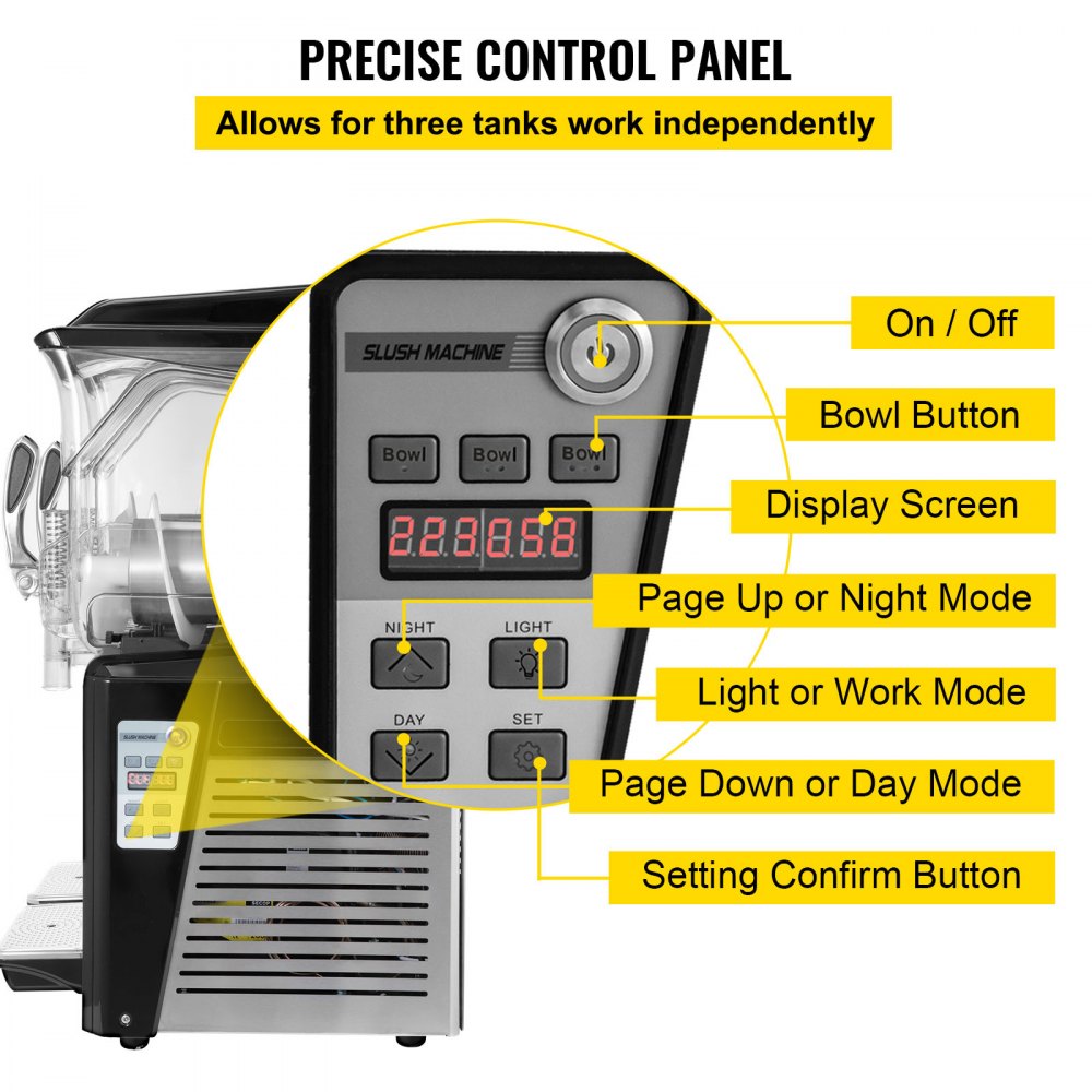 010767859568 - 30L Triple Bowl Frozen Drink Maker with 1250W Compressor