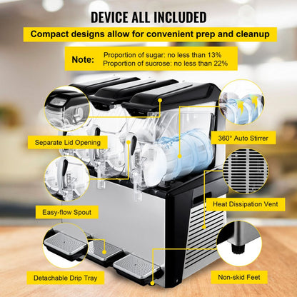 010767859568 - 30L Triple Bowl Frozen Drink Maker with 1250W Compressor