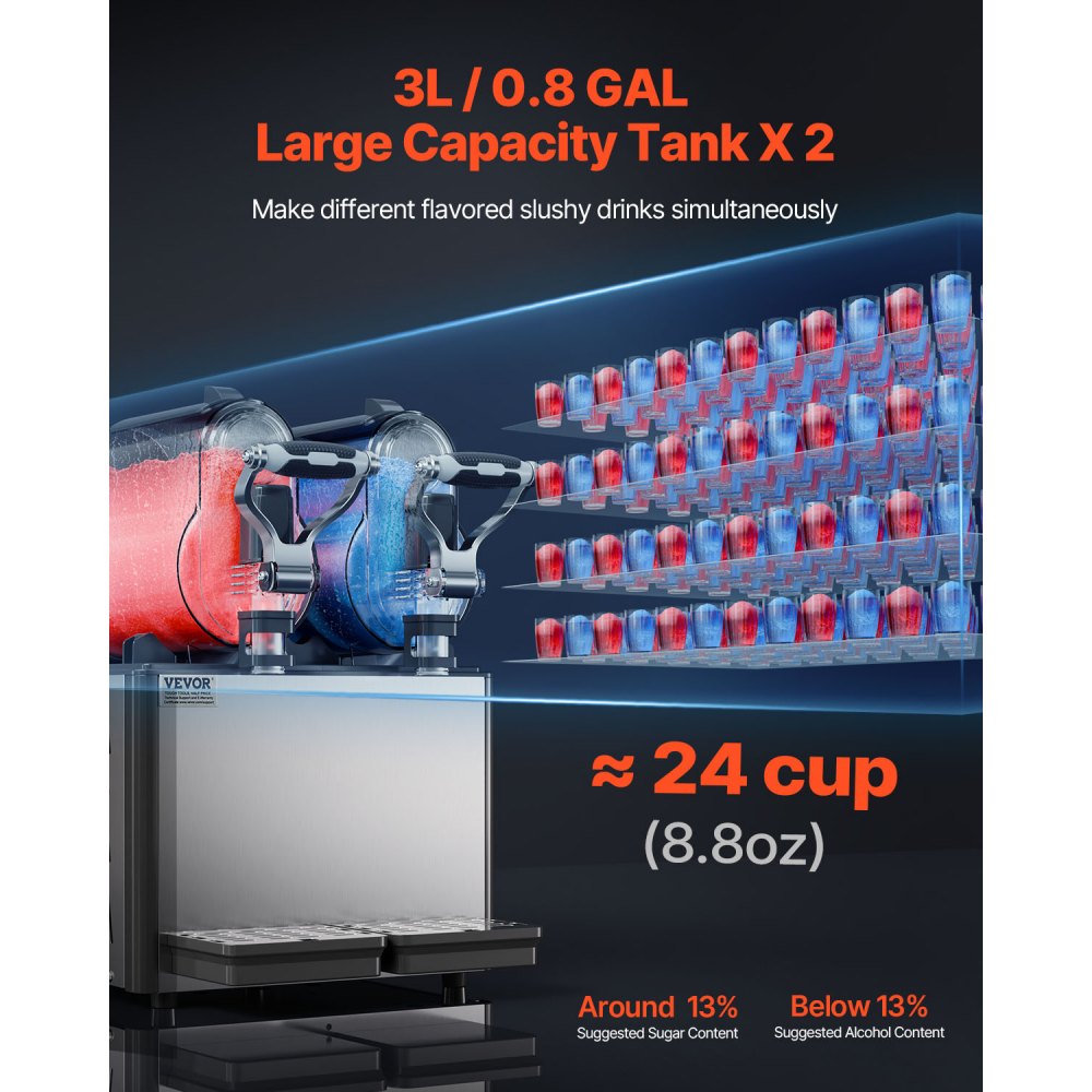 XRJ3LX2 - Durable 2-Tank 6L Slushy Machine with Digital Control