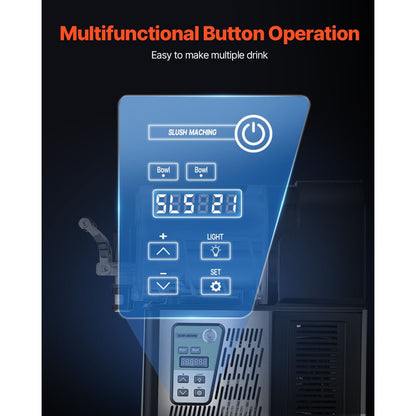 XRJ3LX2 - Durable 2-Tank 6L Slushy Machine with Digital Control