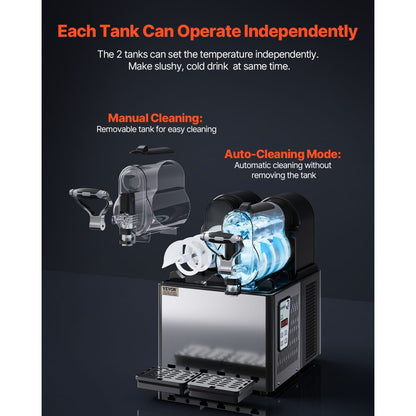 XRJ3LX2 - Durable 2-Tank 6L Slushy Machine with Digital Control