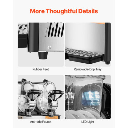 XRJ3LX2 - Durable 2-Tank 6L Slushy Machine with Digital Control