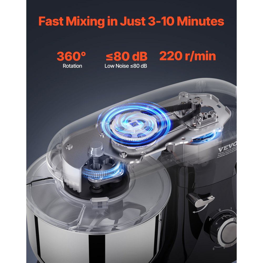 SM-1560N - 6 QT Durable Stand Mixer with 6 Speeds and Attachments