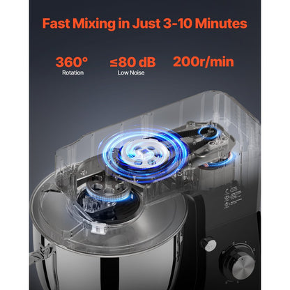 SM-1511Z - 8.3QT Commercial Stand Mixer with 6 Speeds & Attachments