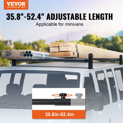 BYCD-006 VEVOR Adjustable Van Roof Ladder Rack, 35.8-52.4 inches, 500 lbs Capacity