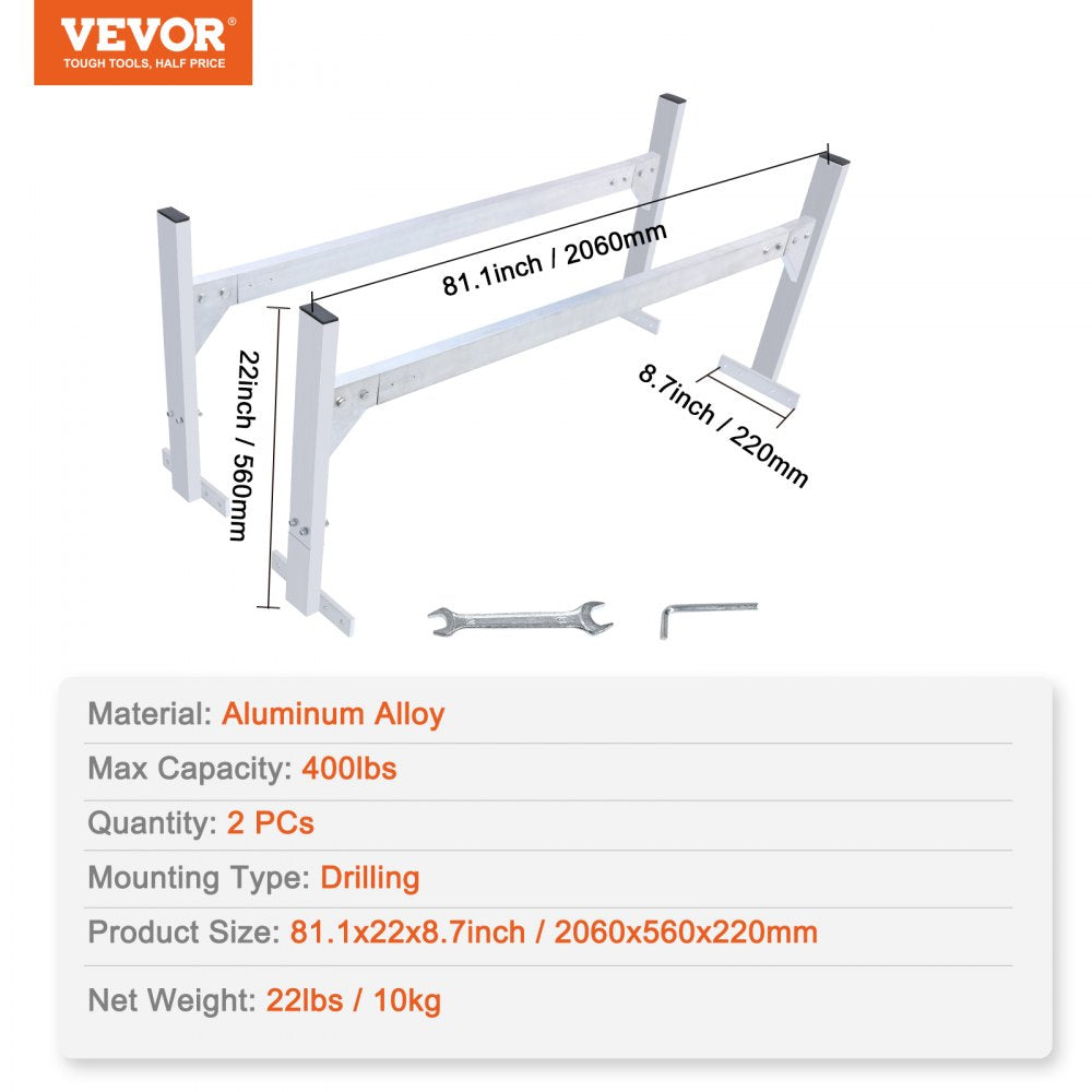 BYCD-008 - Adjustable Aluminum Roof Ladder Rack for Vans, 400 lbs Capacity