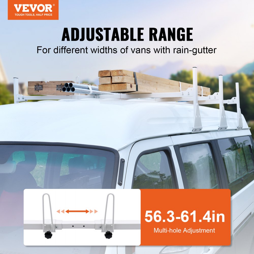 BYCD-007 - Adjustable Alloy Steel Van Ladder Rack, 750 lbs Capacity