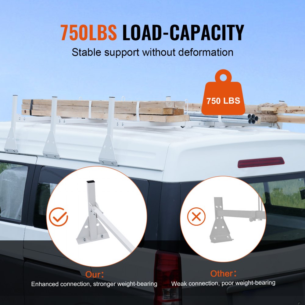 BYCD-007 - Adjustable Alloy Steel Van Ladder Rack, 750 lbs Capacity