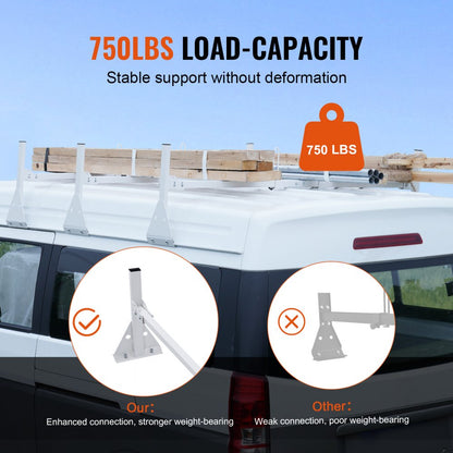 BYCD-007 - Adjustable Alloy Steel Van Ladder Rack, 750 lbs Capacity