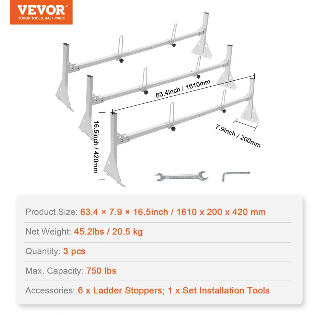 BYCD-007 - Adjustable Alloy Steel Van Ladder Rack, 750 lbs Capacity