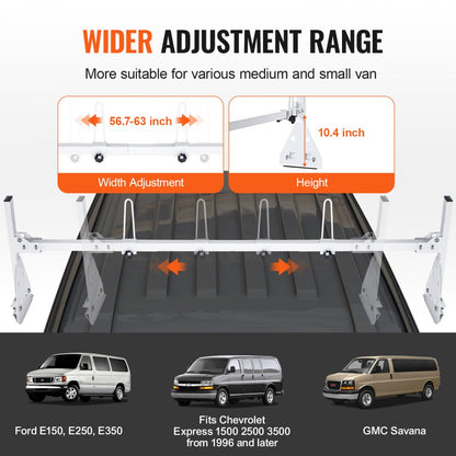 BYCD-017 - Adjustable Van Roof Ladder Rack, 600 lbs Capacity, Q235 Material