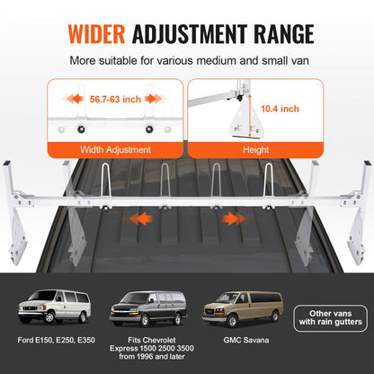 BYCD-012 - Adjustable Q235 Van Ladder Rack, Max 800 lbs Load Capacity