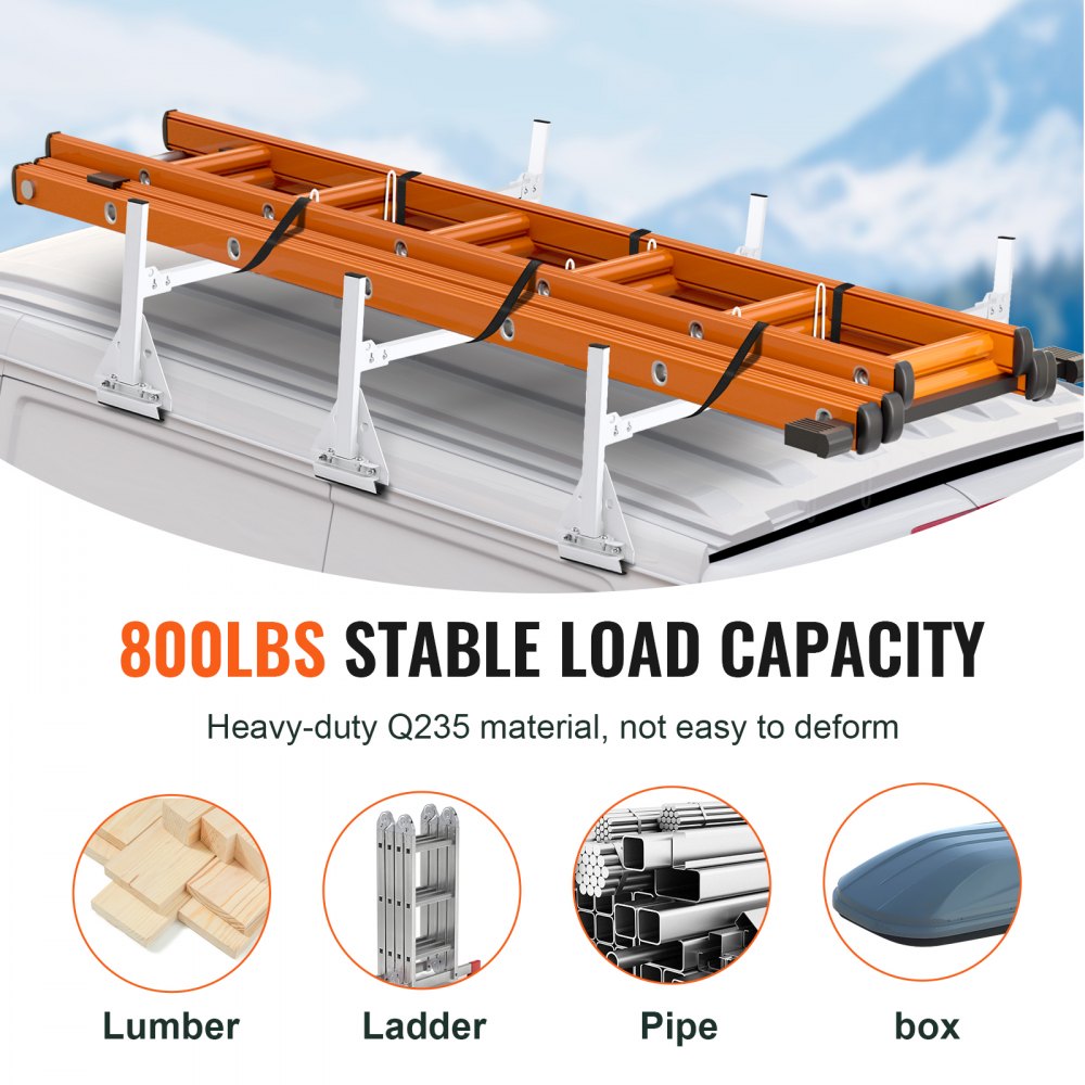 BYCD-012 - Adjustable Q235 Van Ladder Rack, Max 800 lbs Load Capacity