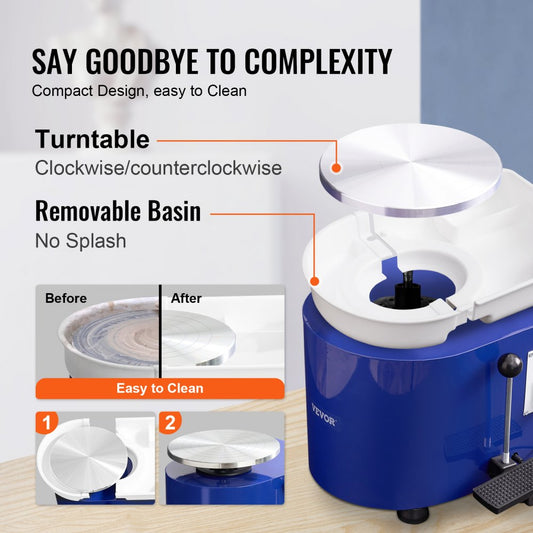 010688818462 - 350W Pottery Wheel for Beginners, 11 lbs Clay Capacity