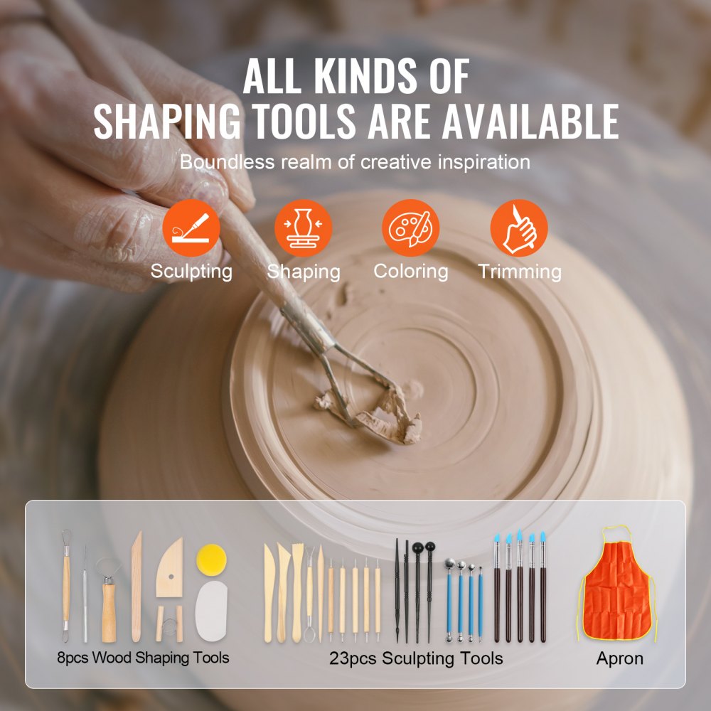 010677896547 - 11in Pottery Wheel, 450W Motor, 17.6 lbs Capacity