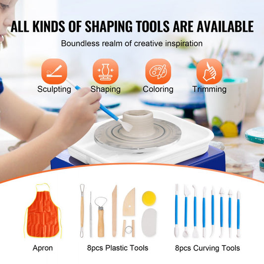 010272928053 - Compact Mini Pottery Wheel for Kids & Beginners