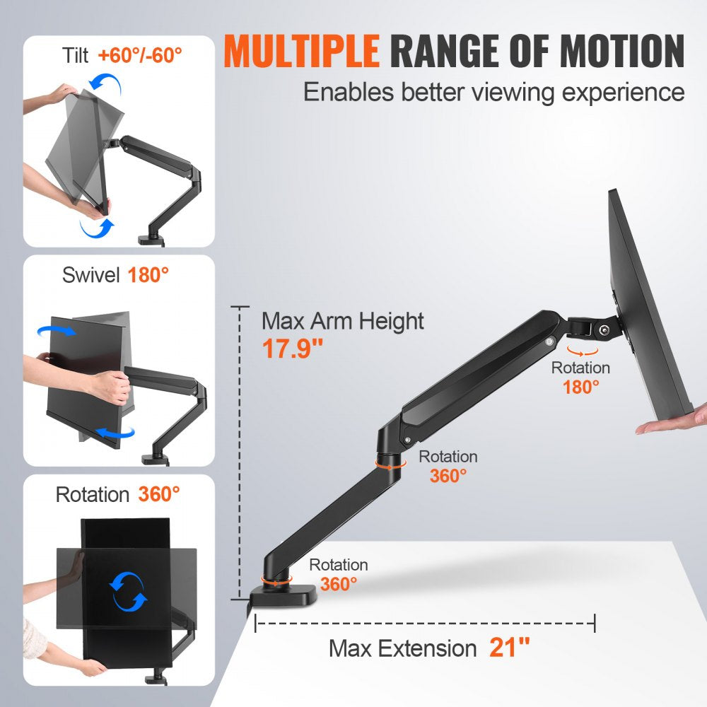 S100 - VEVOR Adjustable Monitor Mount for 13"-32" Screens, Ergonomic Design