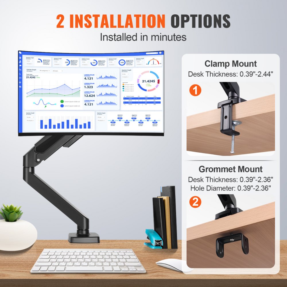 S100 - VEVOR Adjustable Monitor Mount for 13"-32" Screens, Ergonomic Design